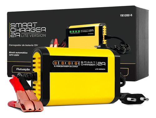 Carregador De Bateria Automotivo 12v 2a Carro Moto Fonte Jet Automático Nobreak Bivolt Inmetro Smartcharger 4x4sc