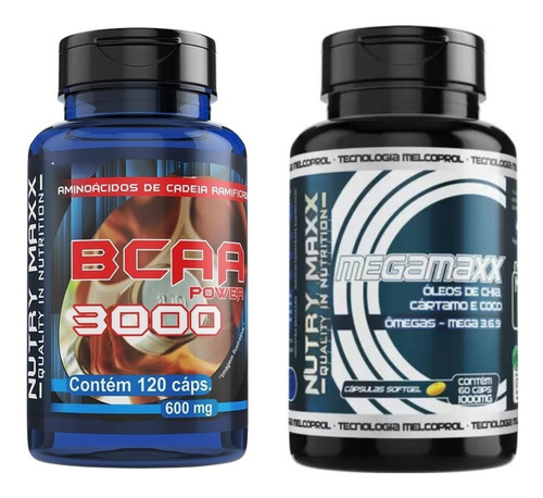 Imagem 1 de 4 de Kit 1 Megamaxx De 60caps + 1 Bcaa Power 3000 De 120caps