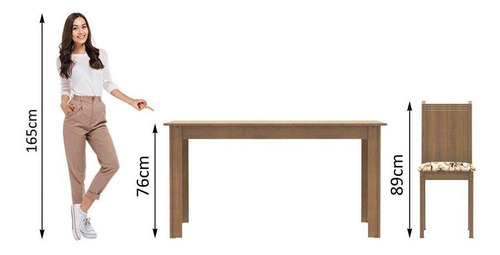 Juego de Comedor con Mesa y 6 Sillas Madesa Maris Color Rústico/Lirio Beige