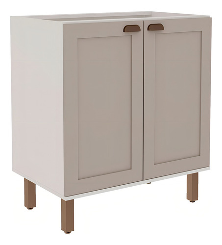 Balcão De Cozinha 80cm Iluminata 100% Mdf 2 Portas Cor Bege