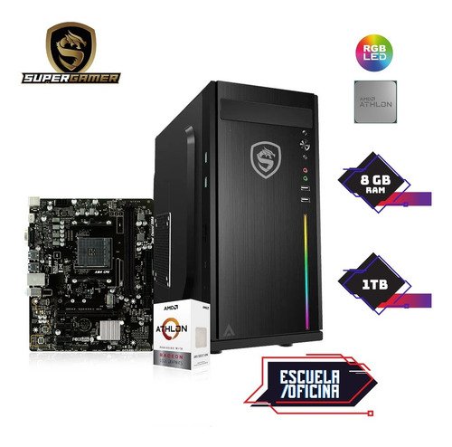 Imagen 2 de 9 de Pc Super Gamer Oficina Amd Athlon 8gb 1tb 22 Tecl/mou Sg-015