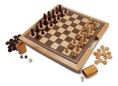 Juegos De Mesa De Ajedrez Plegable De Madera 3 En 1