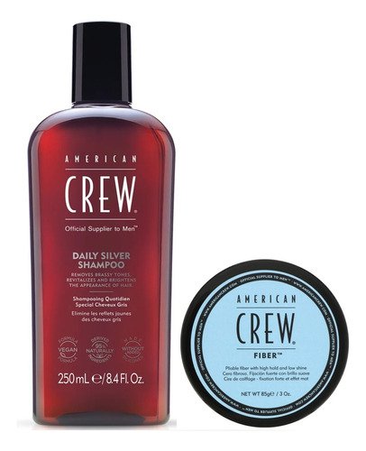 Shampoo Para Las Canas Silver + Cera Fiber American Crew