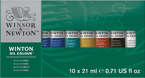 Set Oleos Winsor & Newton En Estuche X10 Colores Pomo 21ml