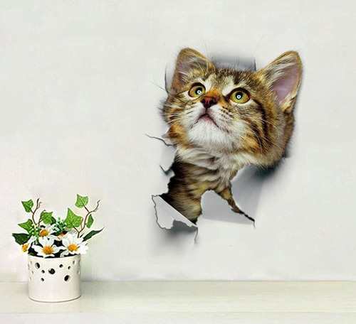 Vinilo Adhesivo 3d, Póster De Gato, Decoración.