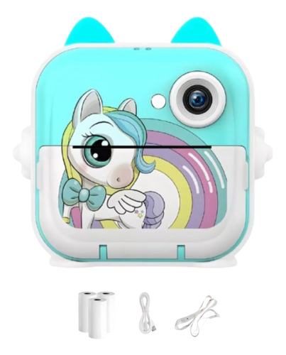 Câmera Infantil Instantânea Digital Hd Jogos Impressão Filma Cor Azul