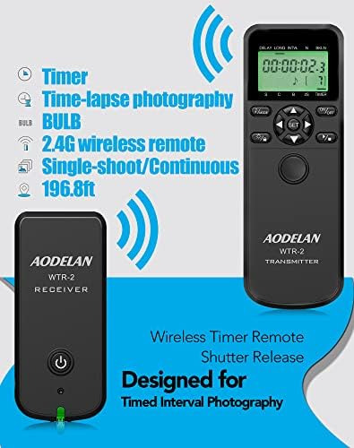 Aodelan Control Remoto Inalámbrico Para Cámaras Nikon, Cable