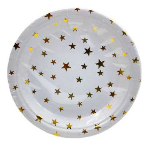 Platos Estrellas Dorados Fiesta 7  Descartables De Cartón (p