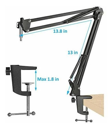 Imagen 5 de 7 de Filtros Antipop - Audio-technica At2020 Mic Boom Arm With Fo