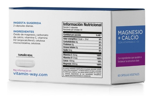 Vitamin Way Magnesio + Calcio Con Vitamina C Y D 60 Cápsulas