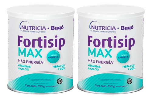 Fortisip Suplemento Max Vainilla Lata 350gr Pack X2un