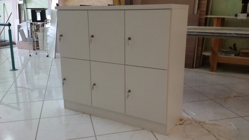 Armário 6 Nichos Para Vestiário Academia Guarda Volume Mdf Cor Branco
