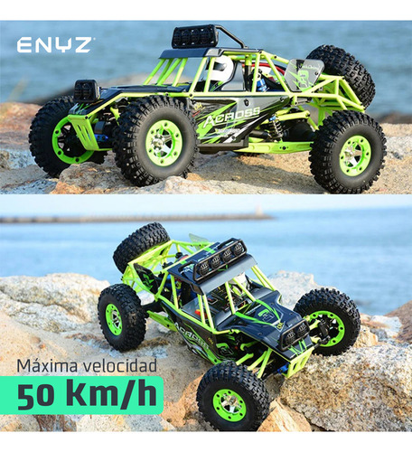 Carro De Control Remoto RC 4x4 50 km/h Wltech Wltoys 12428 Batería Extra Color Verde Neón