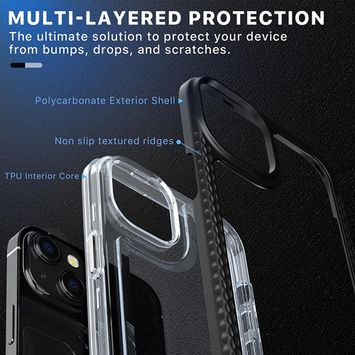 . Funda Mybat Lux Para iPhone 14 Plus Negra Con Mica De