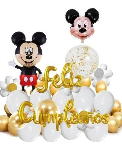 Globos Metalicos De Mickey Mouse Disney Fiesta Kit 60 Pzs