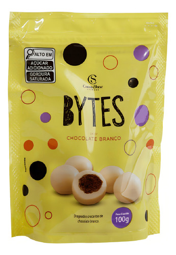 Drageado Bytes Chocolate Branco Croc 100g Cacau Show