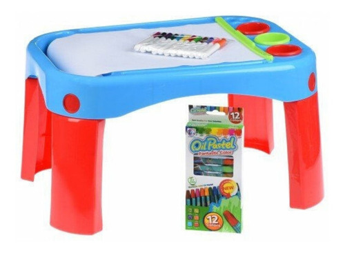 Imagen 1 de 7 de Mesa Pizarra Didáctica Para Niños Incluye Crayolas Sylvapen