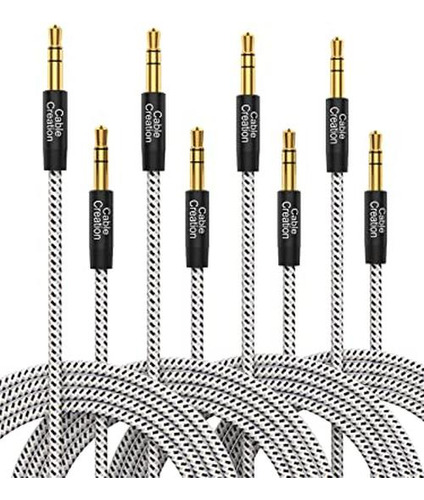 Cablecreation Paquete De 4 Cables Auxiliares De 3.5 Mm 3ft/0