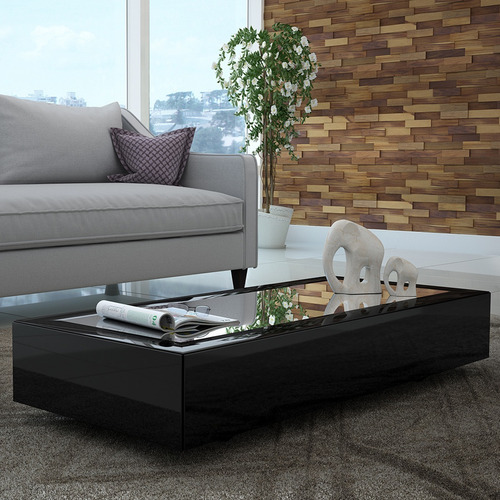 Mesa De Centro 100% Mdf Tb74 Pp Preto Brilho - Dalla Costa