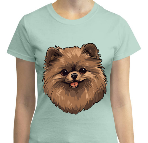 Playera Mujer Con Diseño Perro Pomerania Cara