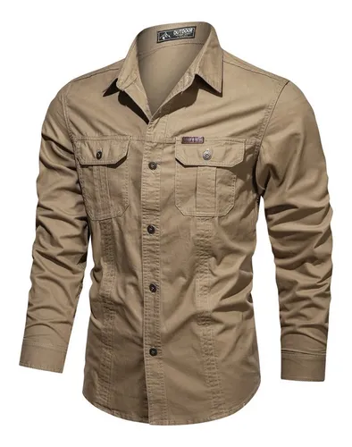 Camisa color kaki hotsell