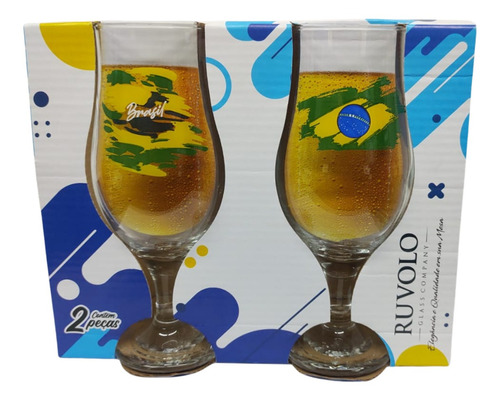 Conjunto C/ 2 Taças Royal Beer 330ml Brasil Cerveja Ruvolo Cor Transparente C/Estampa