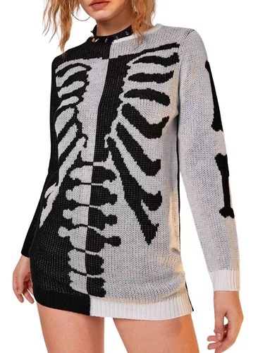tema Perseguir mermelada Sweater Esqueleto Calaveras Suéter Huesos Dos Tonos