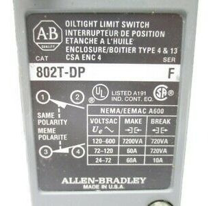 Allen Bradley 802t-dp Ser. F 120-600vac 60a (as Pictured Mgg