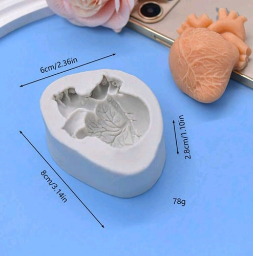 Molde Silicón, Corazón Órgano Humano, Vela, Jabón Fondant