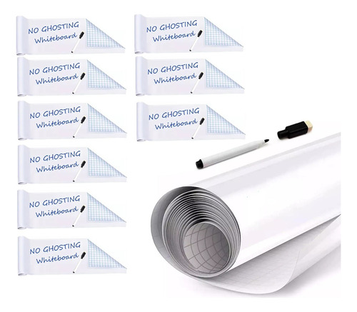 10x Papel Pizarra Blanco Autoadhesiva Pizarra De Vinilo
