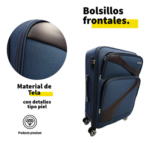 Juego 2 Maletas De Viaje Tela 24 Y 28 Pulgadas 20 Y 25 Kg Azul Oscuro 3002