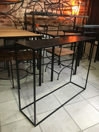 Imagen 9 de 9 de Mesa Apoyo Dressoire Hierro Macizo Chapa Industrial 100x30cm