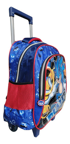 Mochila Escolar Rodinhas Com Lancheira E Estojo Do Sonic Kit