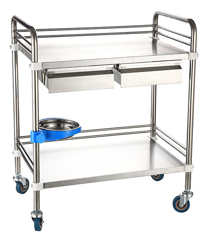 Carrito De Servicio Clinico Laboratorio 2 Con 2 Cajones