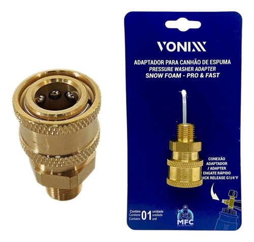 Engate Rápido Adaptador Conexão Snow Foam 1/4 Vonixx
