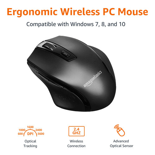 Ratón Ergonómico Inalámbrico Para Pc Amazon Basics Dpi Ajust