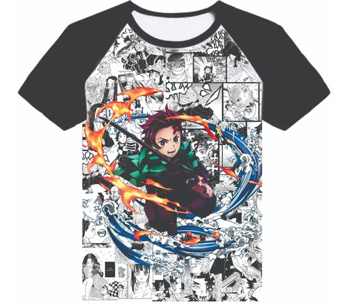 Imagen 1 de 1 de Remera Demon Slayer Anime Kimetsu No Yaiba Full Sublimada