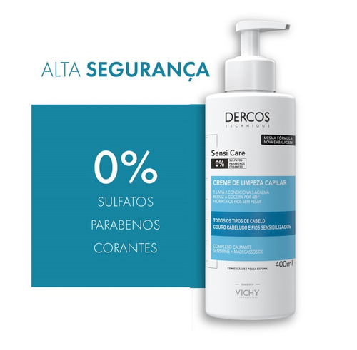 Imagem 5 de 7 de Creme De Limpeza Calmante Dercos Sensi Care 400ml Vichy