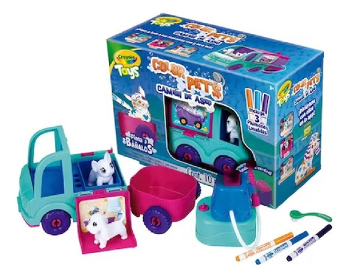 Color Pets Camión Aseo 2 Mascotas Píntalos Y Báñalos Crayola