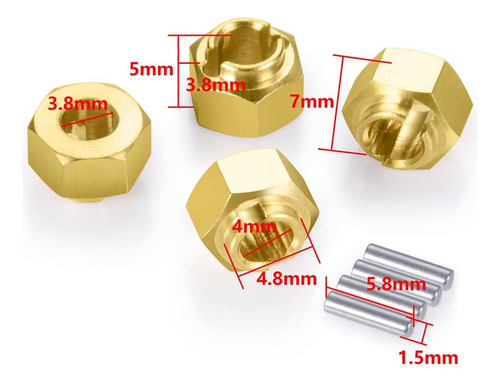 Latón Rc Wheel Hex Hub 0.157pulgadadrive Adapter Para Trx4-m
