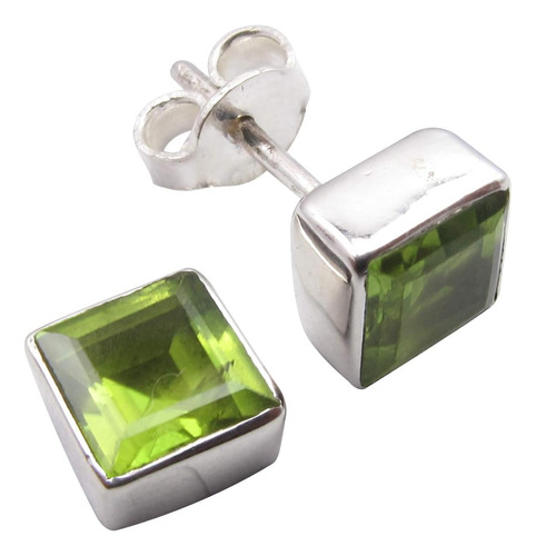 Pendientes De Peridoto Facetado Natural De Silverstarjewel 0