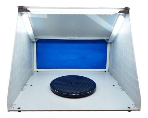 Mini Cabine Aerografia Com Led E Exaustor + Mini Compressor