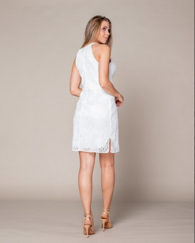 Imagem 3 de 4 de Vestido Crepe Renda Casamento Civil Cores Branco Ou Preto