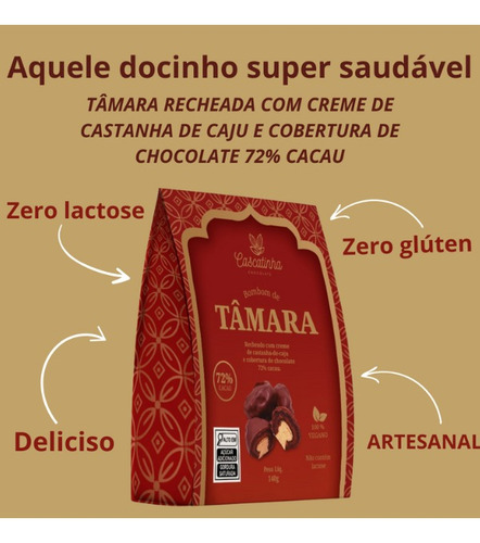 Bombom Tâmara C/cr. Cast.de Caju Cob. C/choc. 72% Cacau 140g