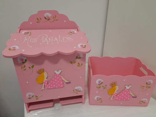 Pañalera Dispenser Pañales + Caja Portacosmetico Ajuar