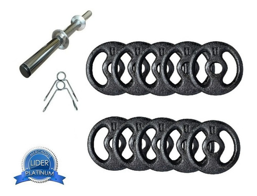 Imagem 1 de 2 de Kit 10kg Com Barras E Anilhas P/ Musculação Halter