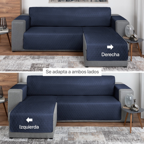 Funda Para Sofá En Forma De L Cubre Sillón Real Textil Azul