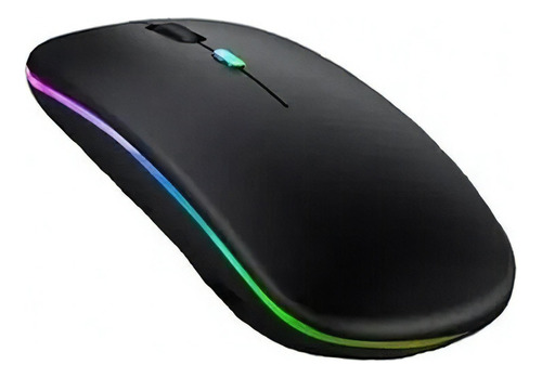 Mouse Wireless Recarregável Led Rgb 2.4ghz Sem Fio Cor Preto