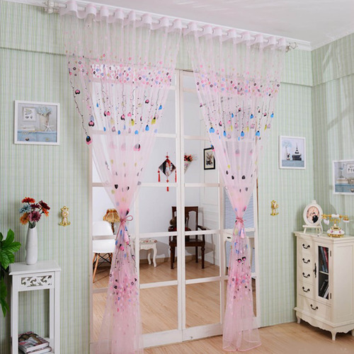 K Curtain Flower Window Screens Door Balcony Panel Sheer