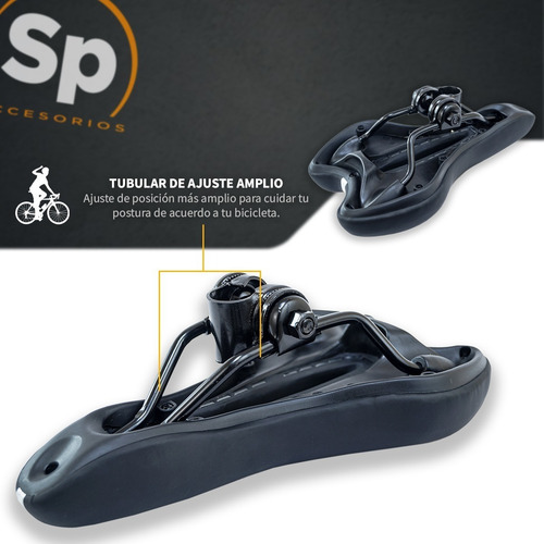 Imagen 7 de 10 de Asiento Para Bicicleta De Montaña Negro Con Gris Vazher